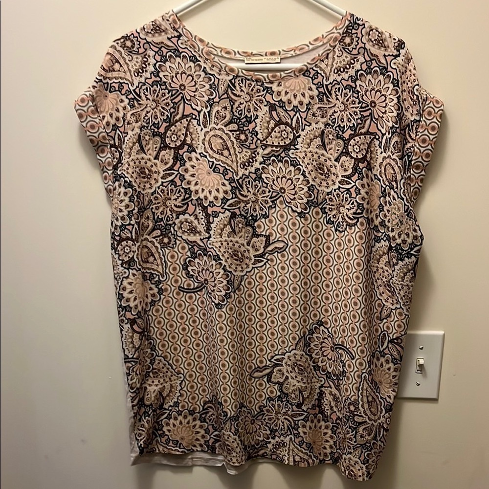 ZARA woman’s basic collection patterned top size Large